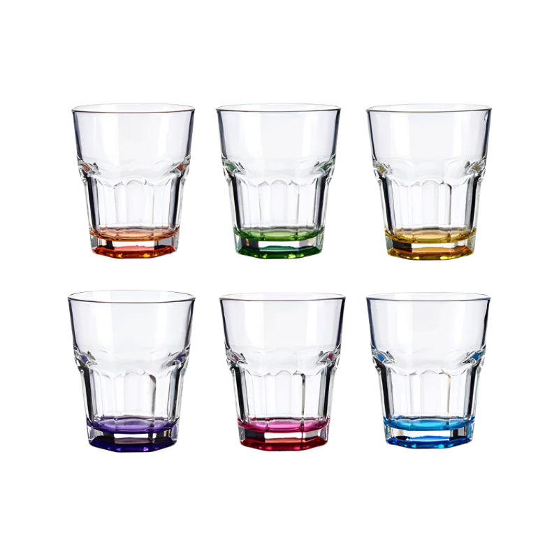 Bottom Multi Color Drink Glass 285ml (Set of 6)