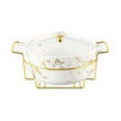 Deep Round Casserole Dish With Gold Stand 12"