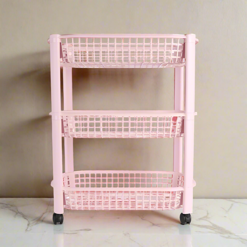 Three Layer Kitchen Storage Rack Pink