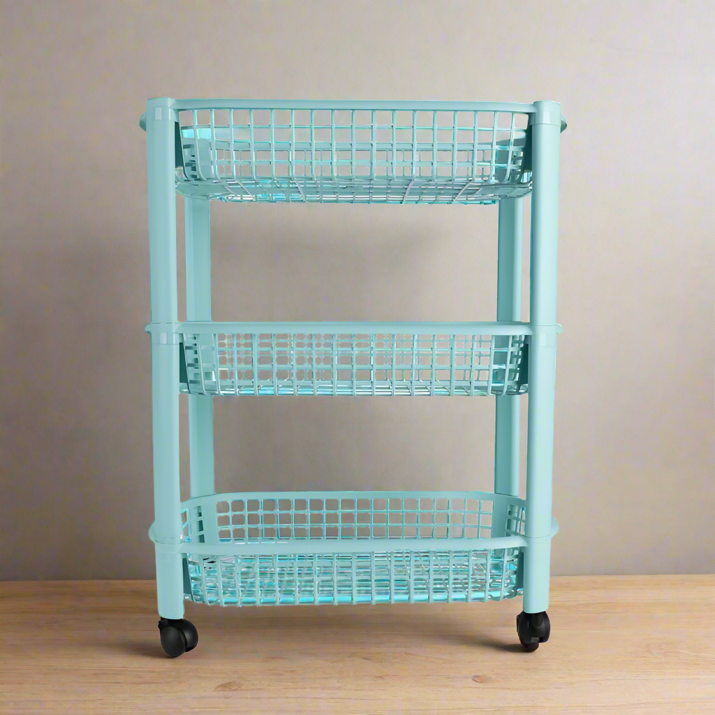 Three Layer Kitchen Storage Rack Sky Blue