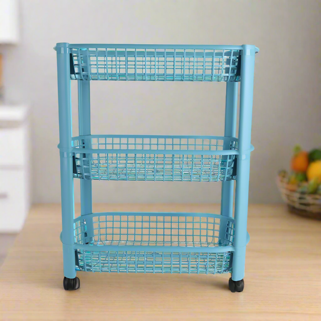Three Layer Kitchen Storage Rack Blue
