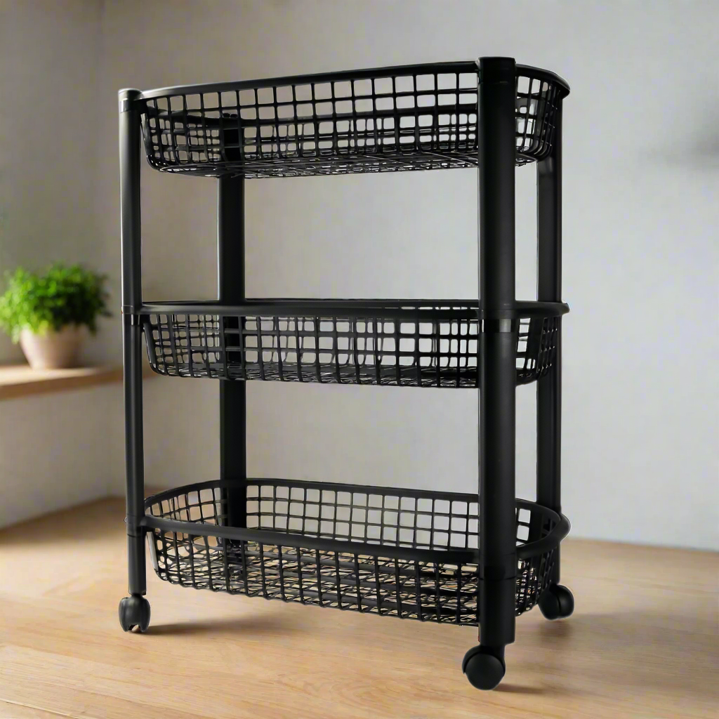 Three Layer Kitchen Storage Rack Black