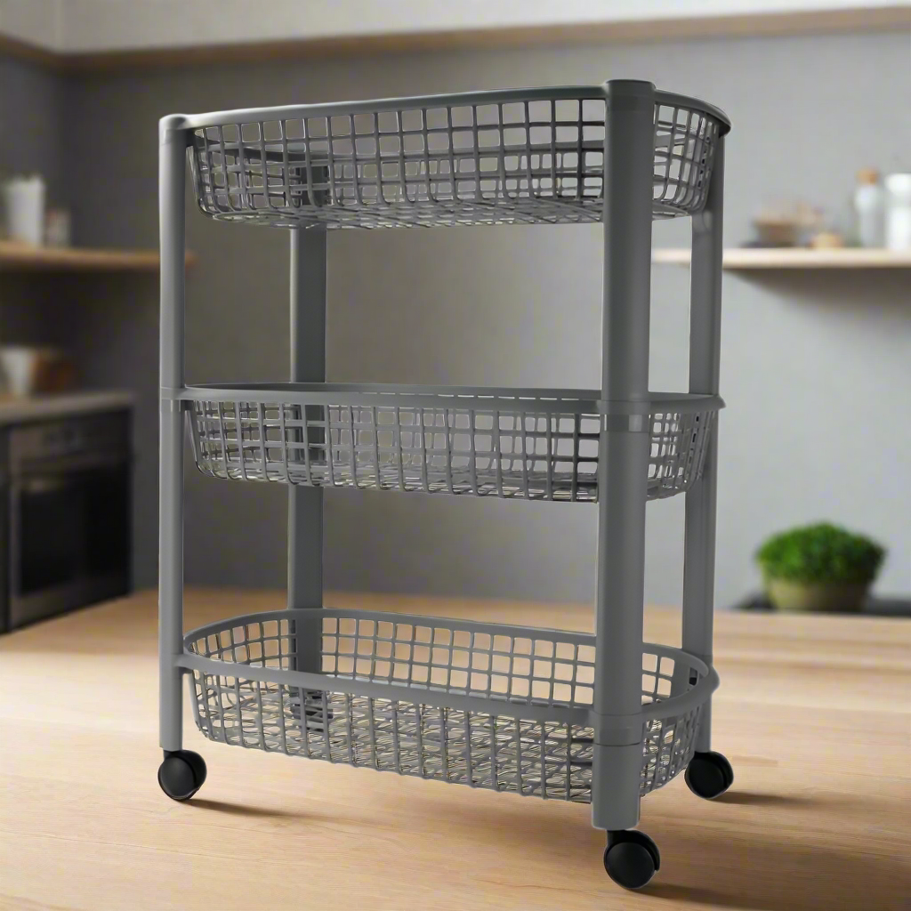 Three Layer Kitchen Storage Rack Grey