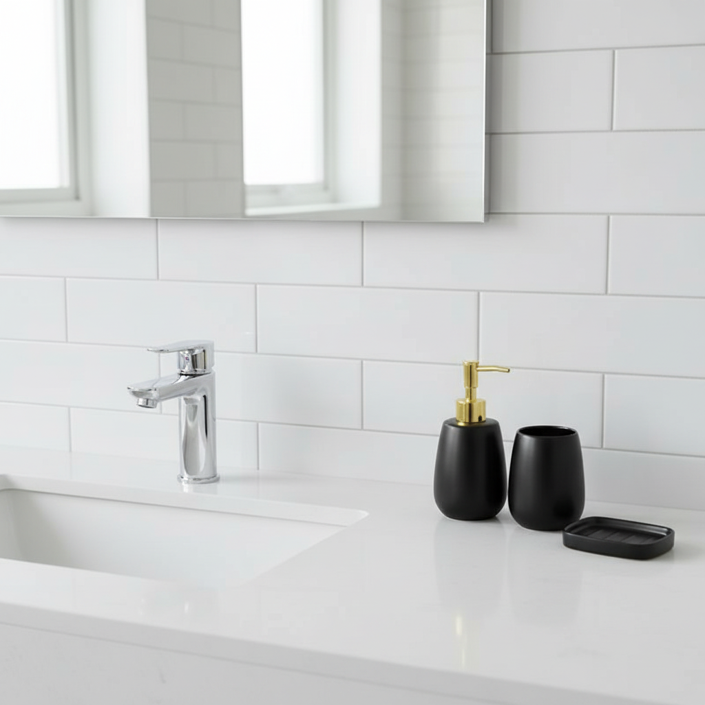 Ceramic Bathroom Set Black (Set of 3pcs)