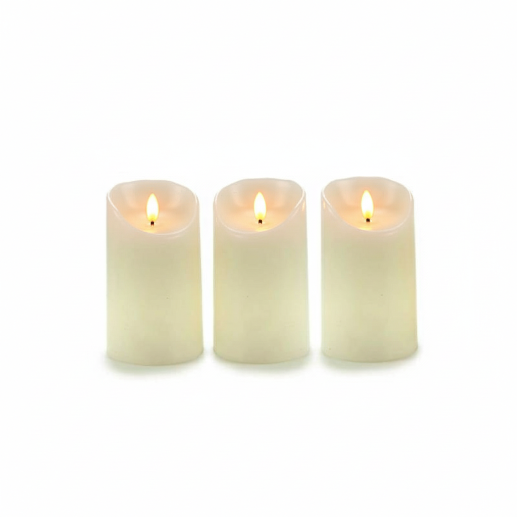 Led Candles Llama Oscillating Cream Set 3pcs
