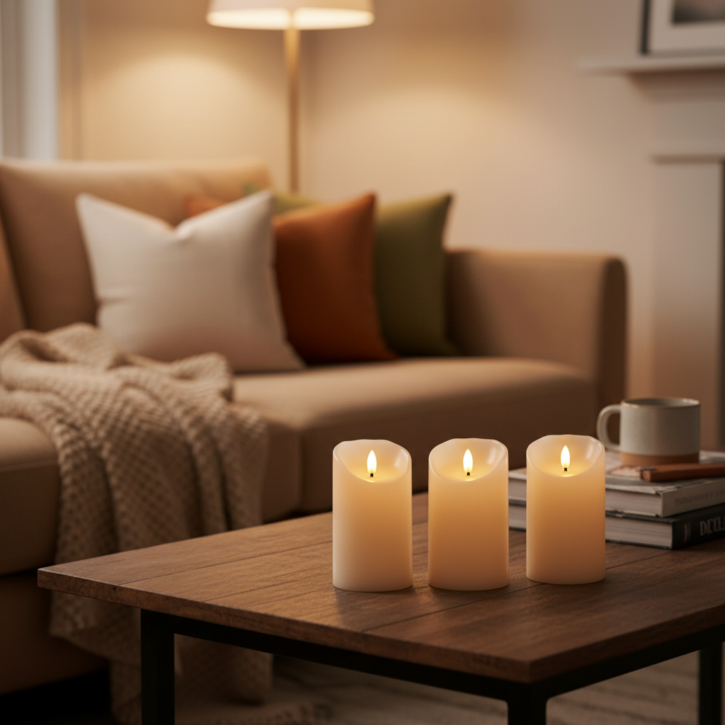 Led Candles Llama Oscillating Cream Set 3pcs