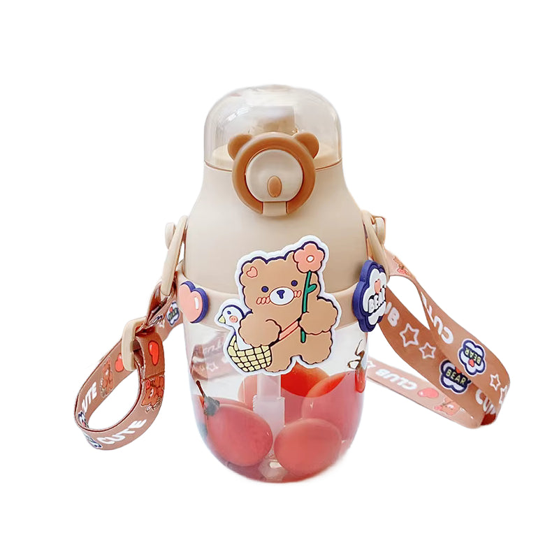 Cartoon Style Kids Plastic Water Bottle Brown 480ml
