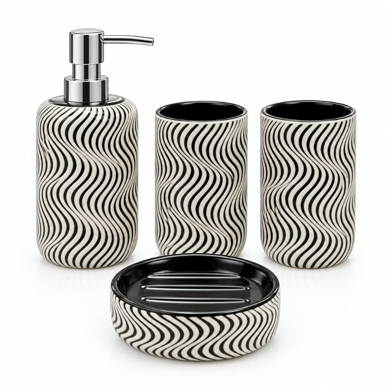 Ceramic Bathroom Set Zebra (Set of 4 Pcs)