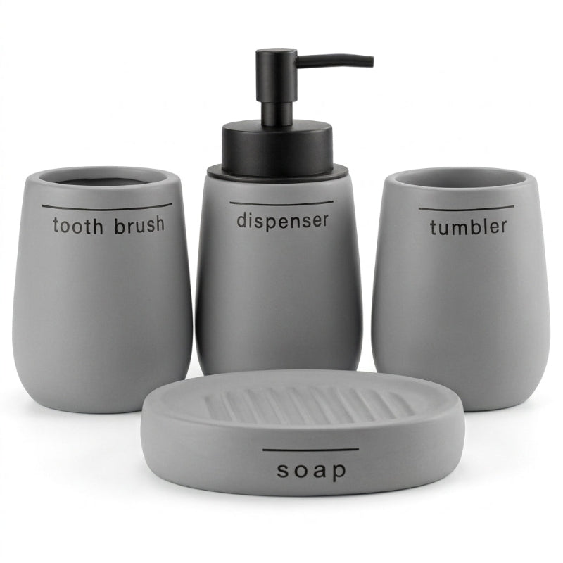 Ceramic Bathroom Set Grey (Set of 4 Pcs)