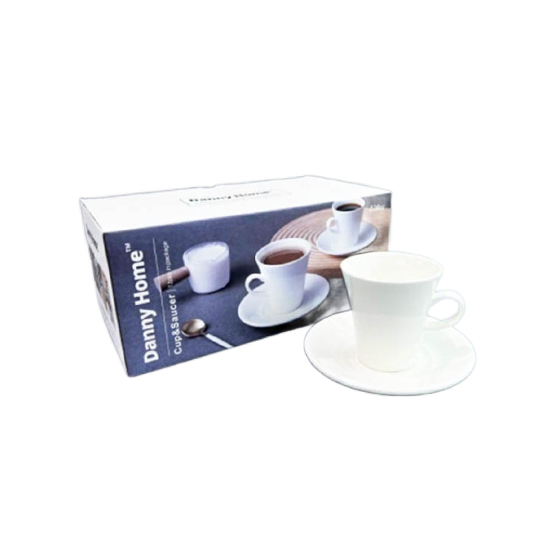 Ceramic Coffee Cup With Saucer (Set of 6) 220ml