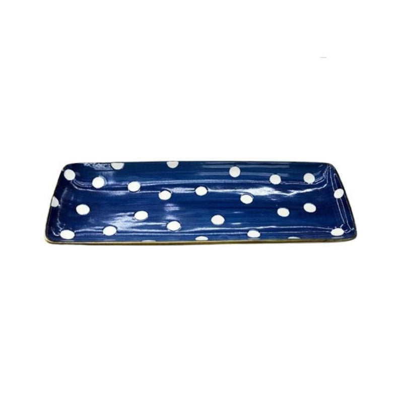 Ceramic Rectangle Tray Blue 12"
