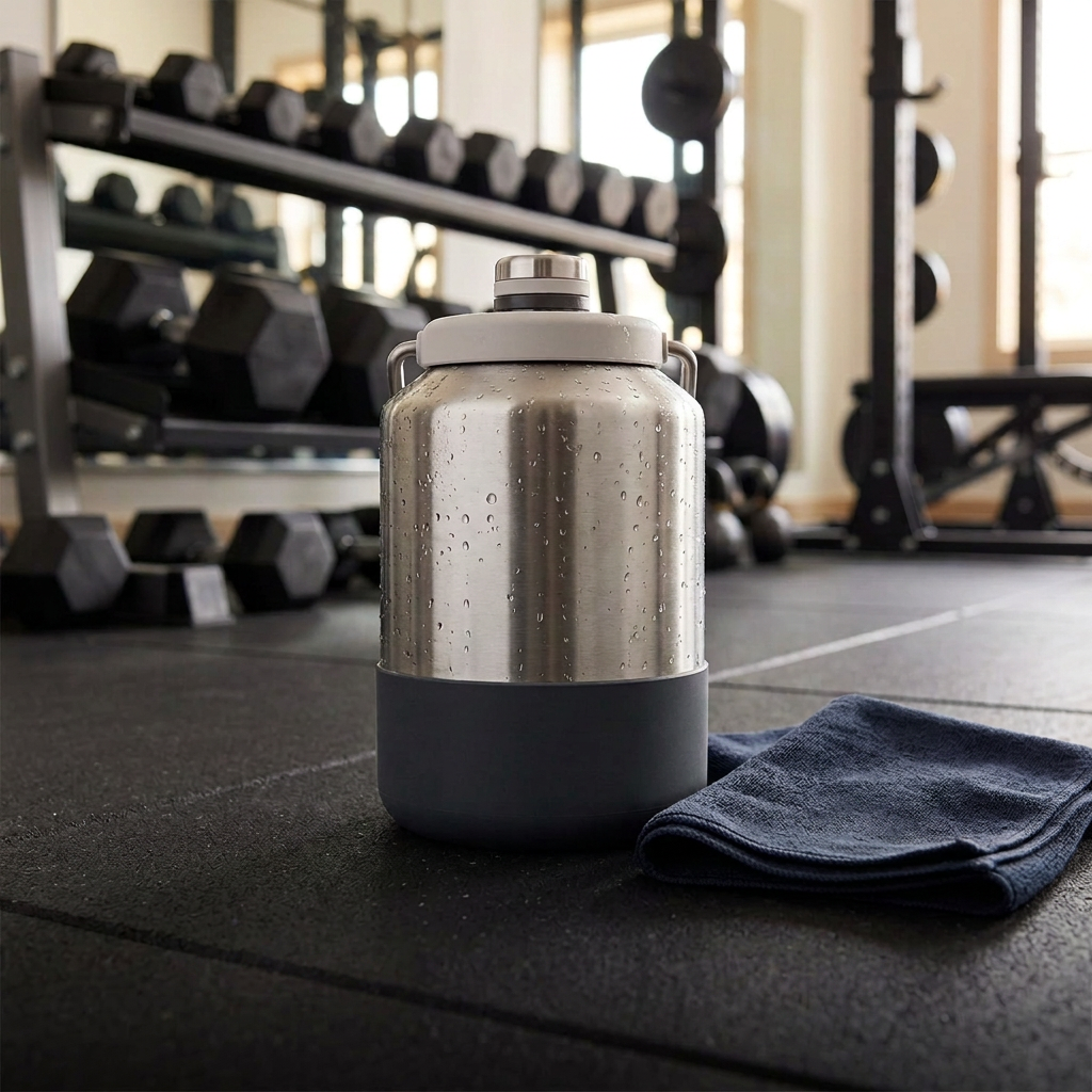 Coleman Pro stainless steel flask with screw cap, dark base and textured body