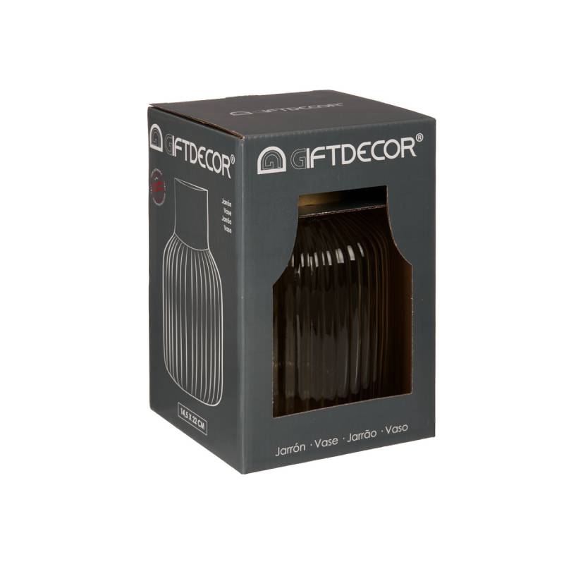 Crystal Vase Stripes Gold Large Green