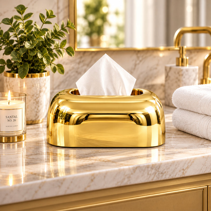 Curved Tissue Box Gold