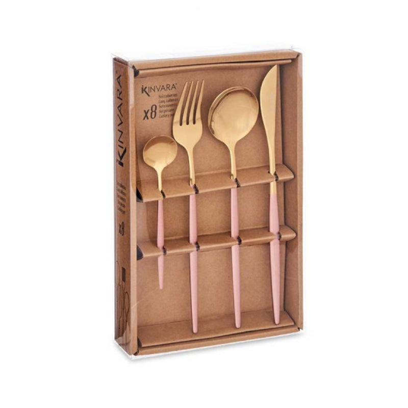 Cutlery Set of 8pcs Gold & Pink