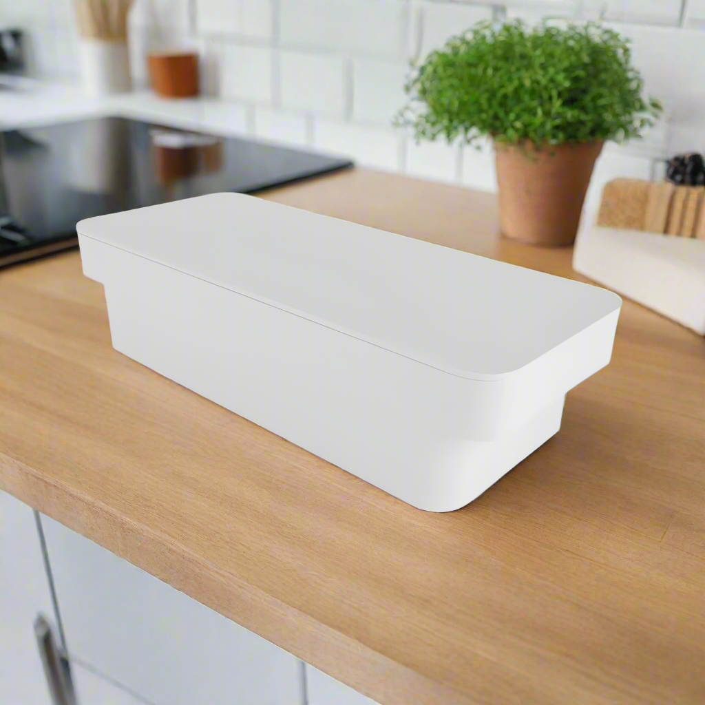 Deco Slim Storage Box With Lid White 2.5L