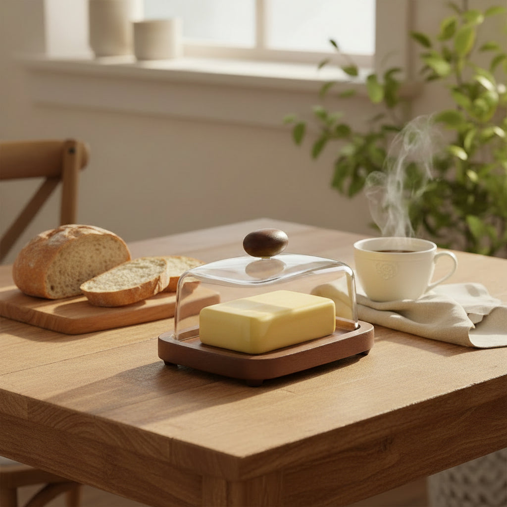 Wooden Butter Dish with Acrylic Cover