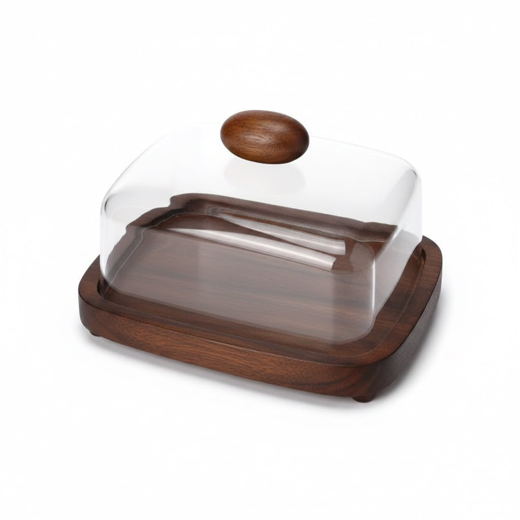 Wooden Butter Dish with Acrylic Cover