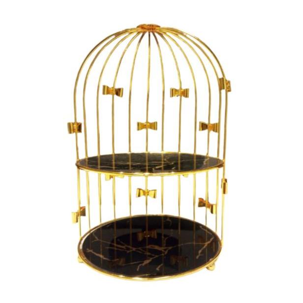 2 Tier Stainless Steel Serving Platter Gold