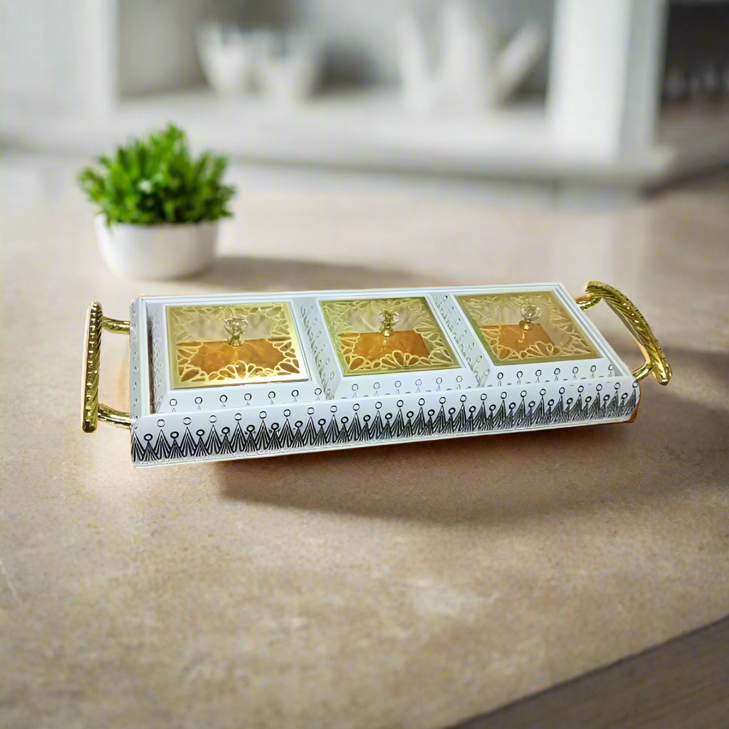 3 Condiment Sets With Tray