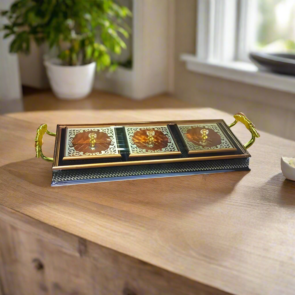 3 Condiment Sets With Tray