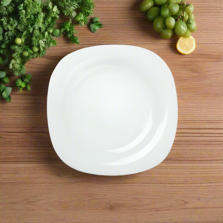 Golden Opal Carine Plain White Dinner Serving Square Plate 31cm (Set of 6)