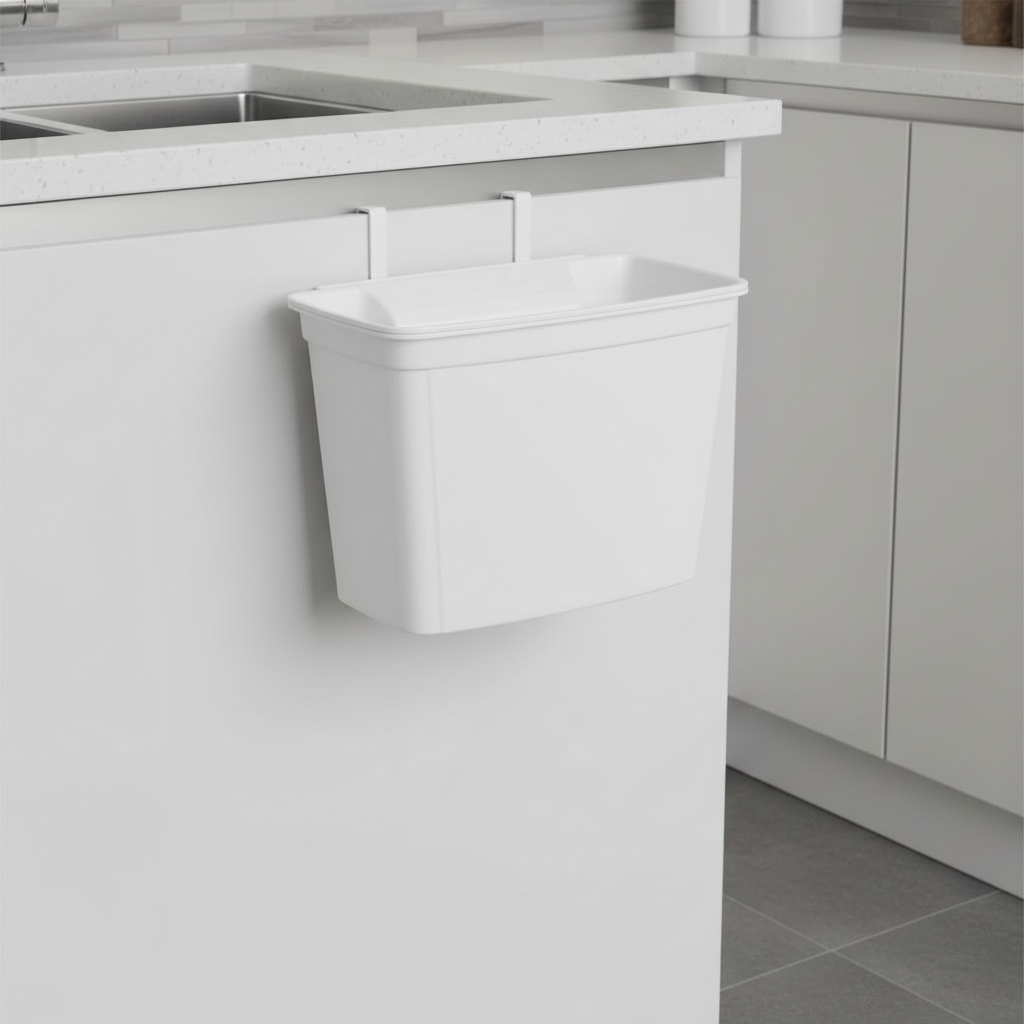 Door Trash Bin With White Support 4L