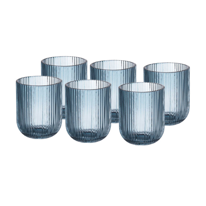Drink Serving Glass Dark Blue Stripes 270ml (Set of 6)