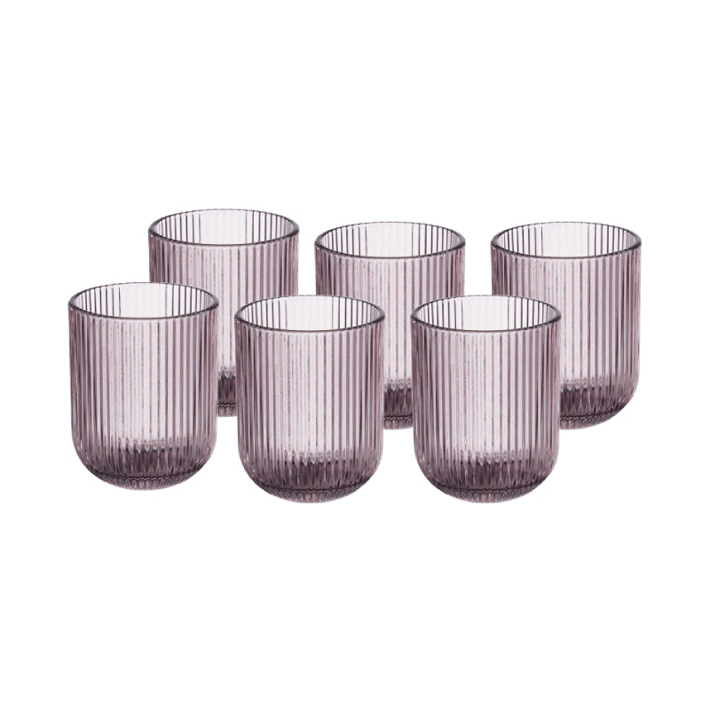 Drink Serving Glass Pink Stripes 270ml (Set of 6)