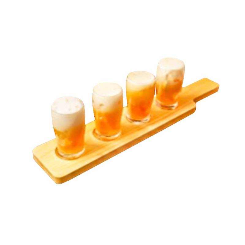 Drinking Beer Glass 160ml With Wooden Tray (Set of 5)