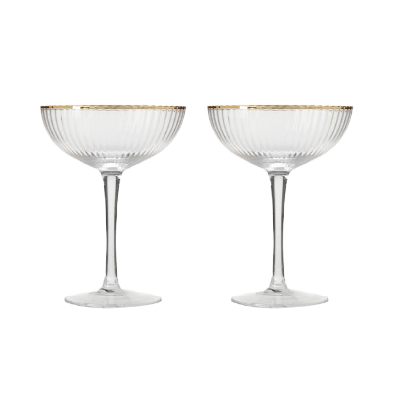 Drinking Serving Glass (Set of 2pcs) 100ml Gold Rimmed