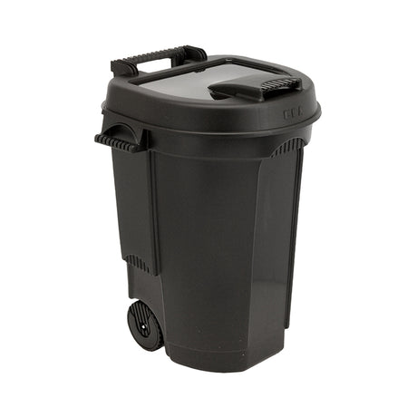 Dustbin With Lid On Wheels Black 110L