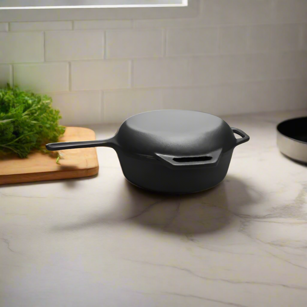 Dutch Oven 3.2 Quarts with Skillet Lid 2-in-1