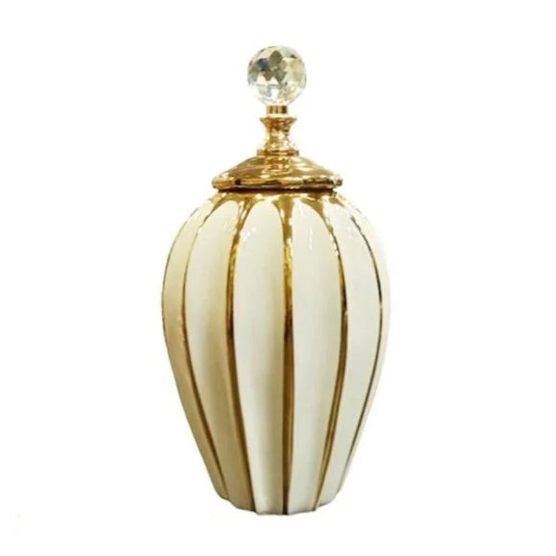 Ceramic Vase White & Gold