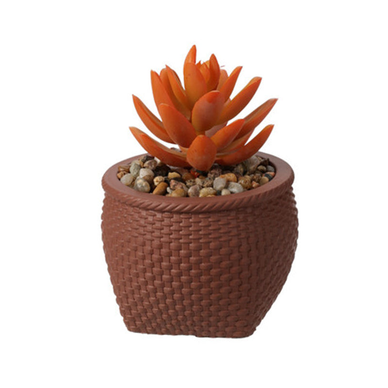 Faux Plant In Cement Pot