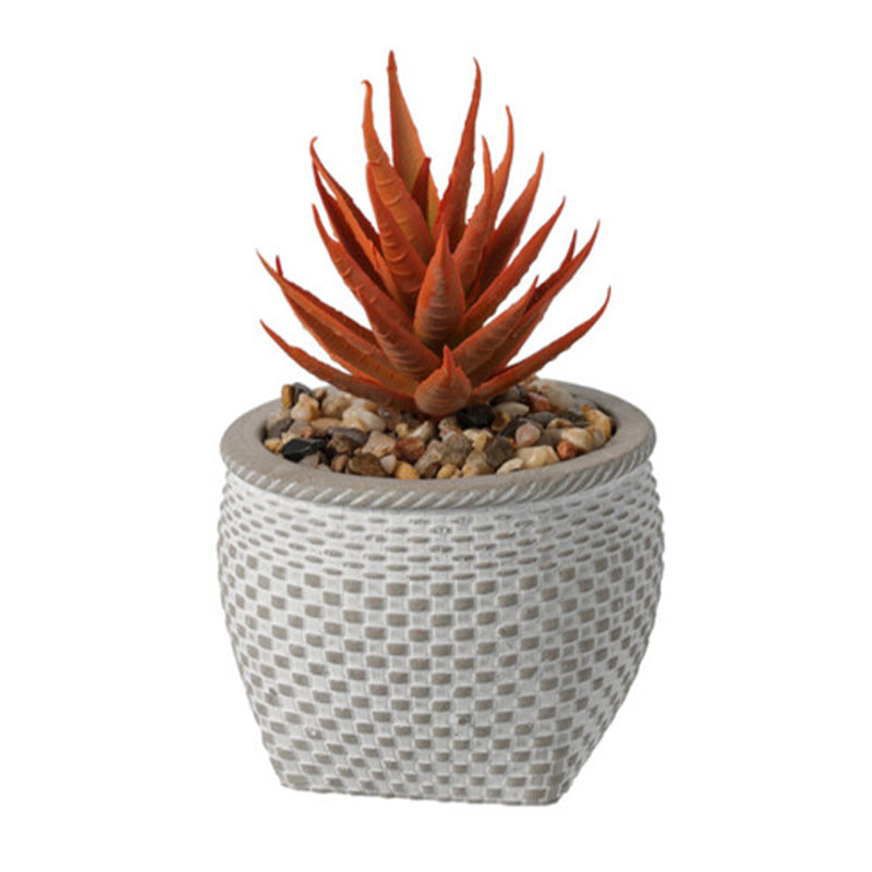 Faux Plant In Cement Pot