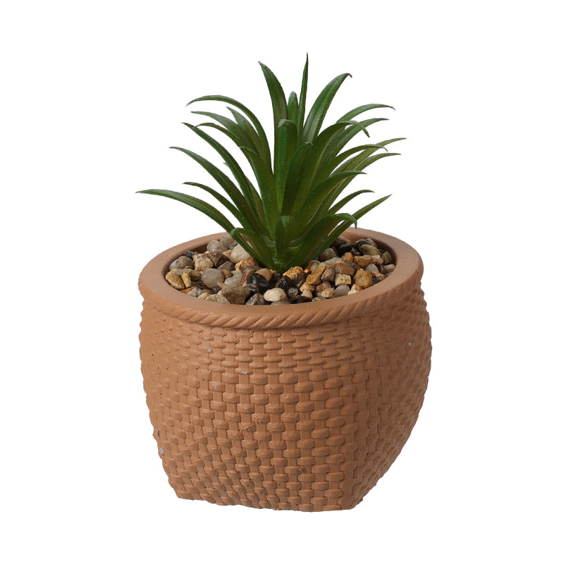 Faux Plant In Cement Pot