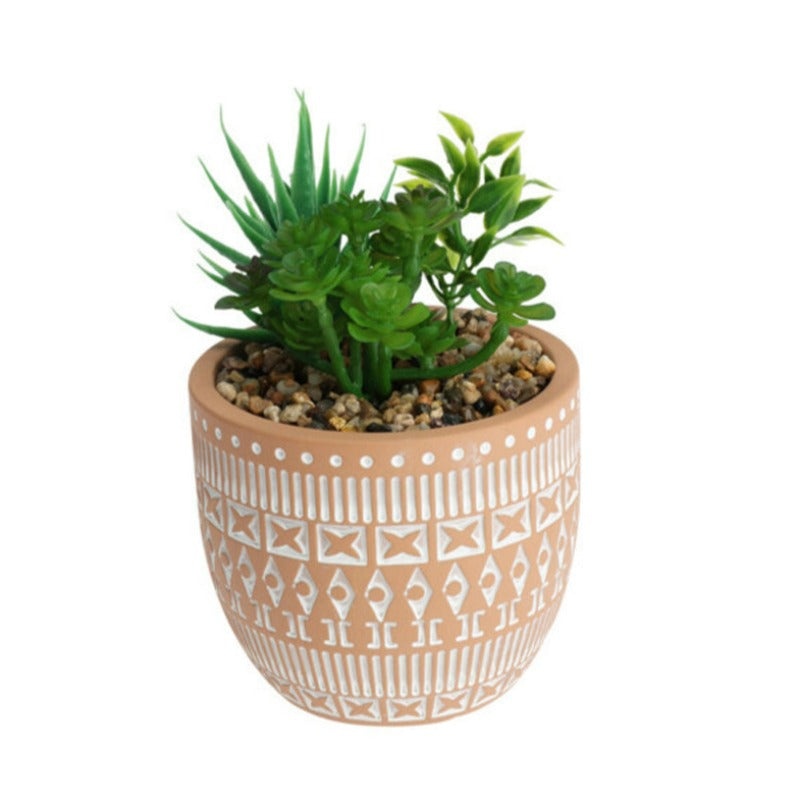 Faux Plant In Cement Pot