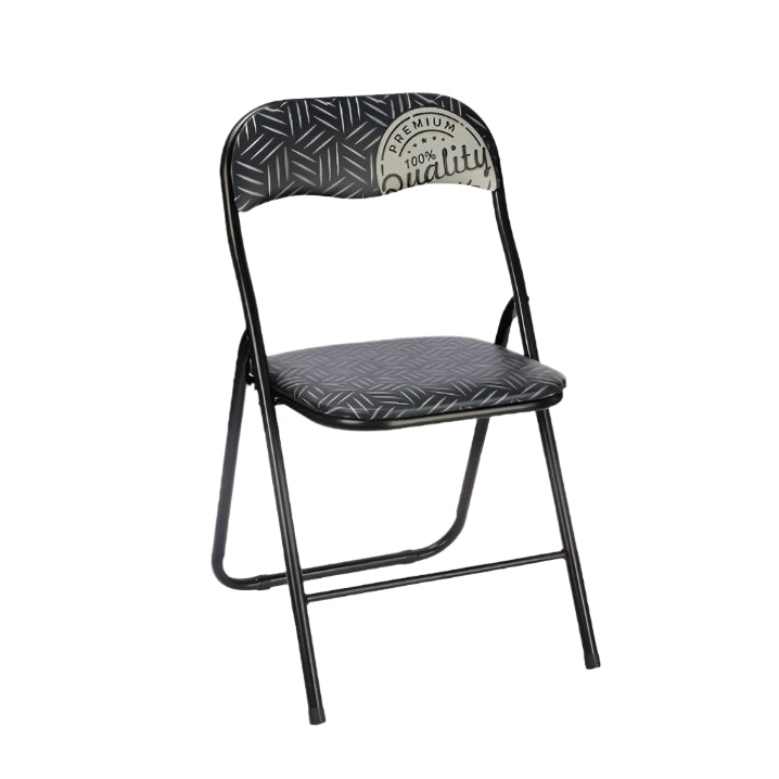 Folding Chair Quality Black Grey PVC Metal