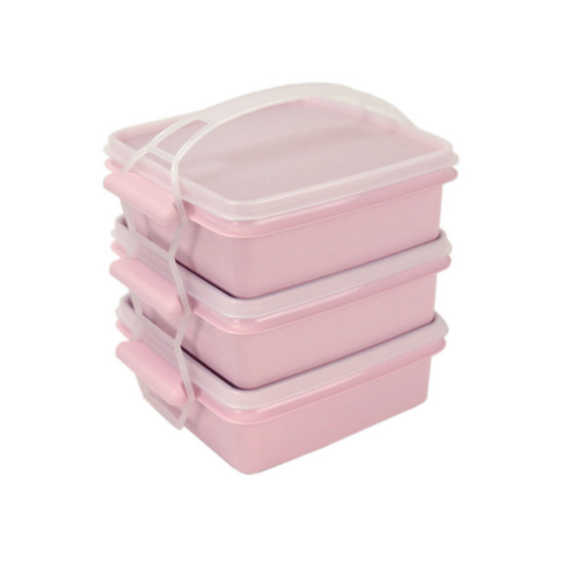 Food Storage Box 1Ltr Pink Set of 3pcs
