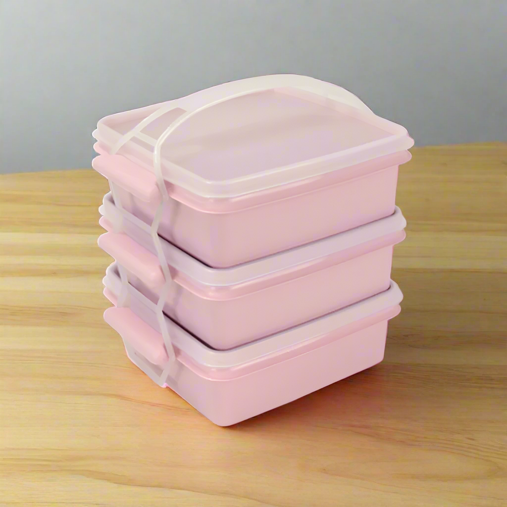 Food Storage Box 1Ltr Pink Set of 3pcs
