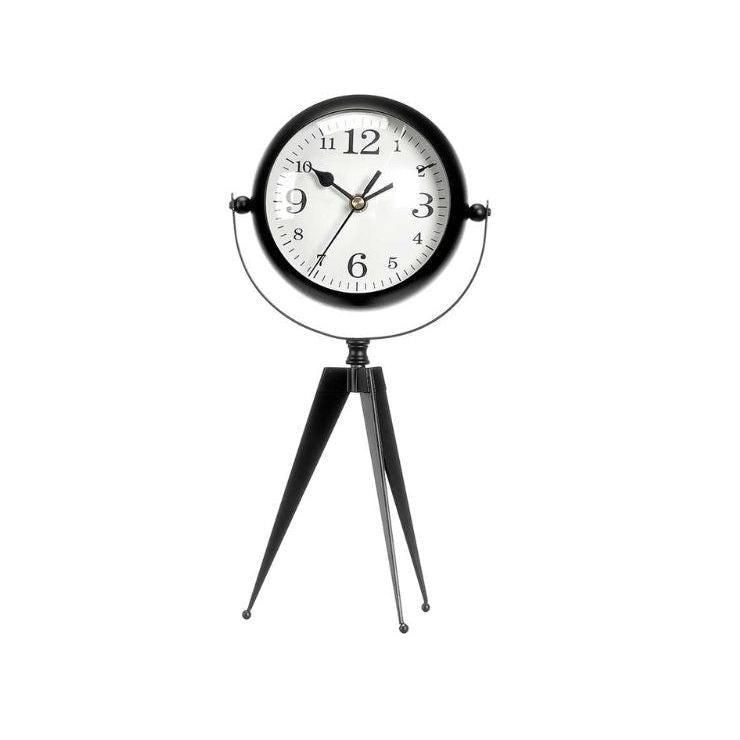 Forge Clock Oval Dial Mirror Black 32cm
