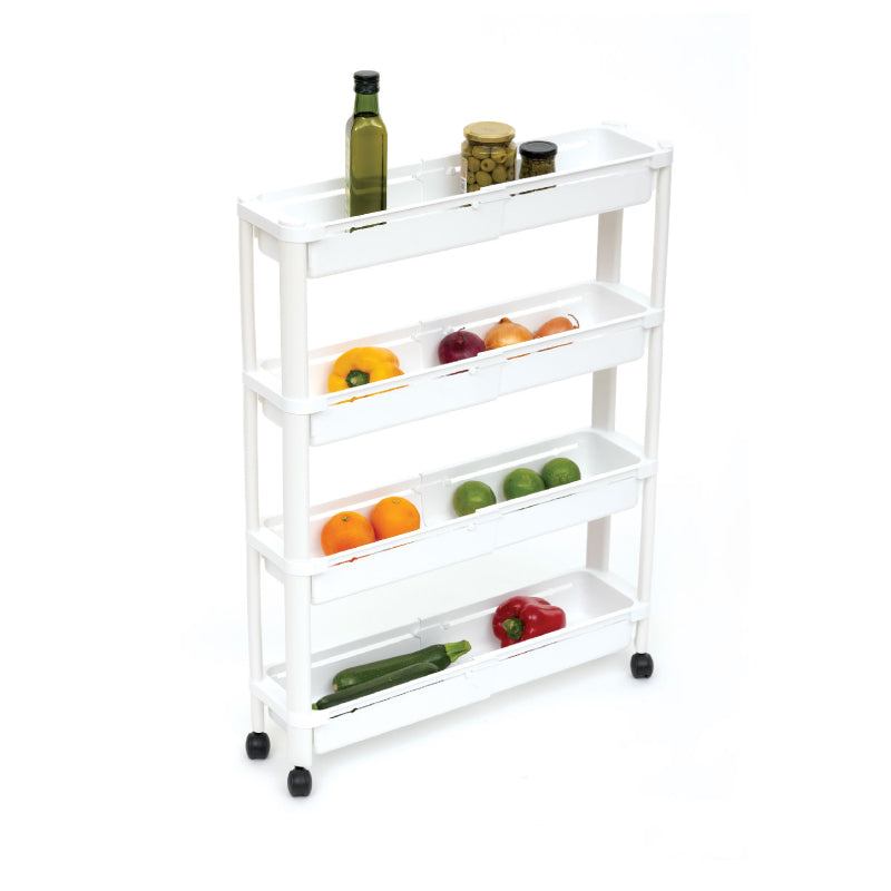 Four Tier Kitchen Storage Trolley White