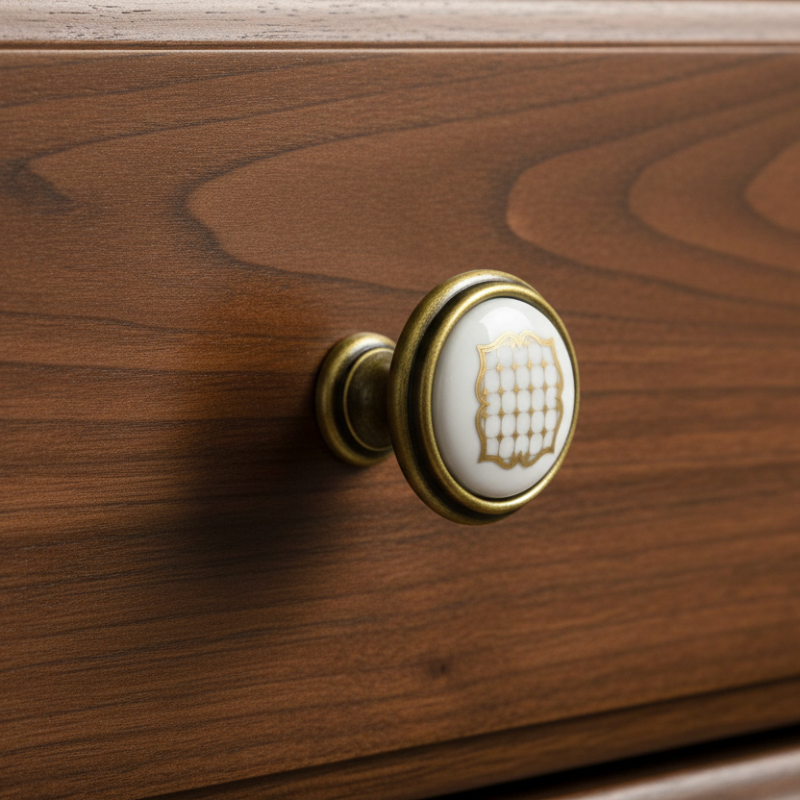 Drawer Knob Porcelain Antique Bronze