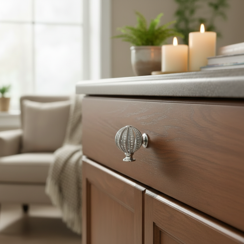 Drawer Knob Swarovski Silver Plated