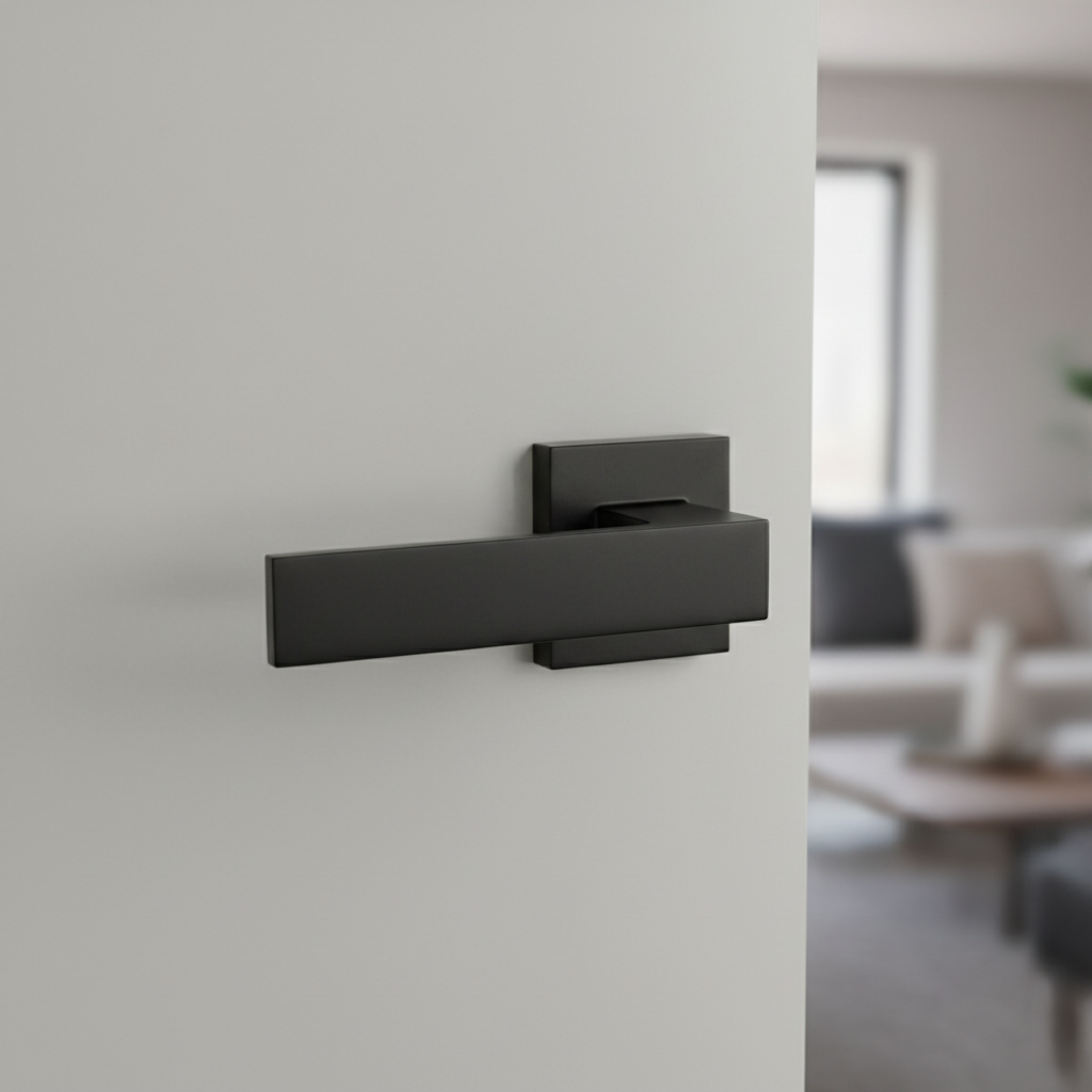 Angelina Door Handle On Rose Black