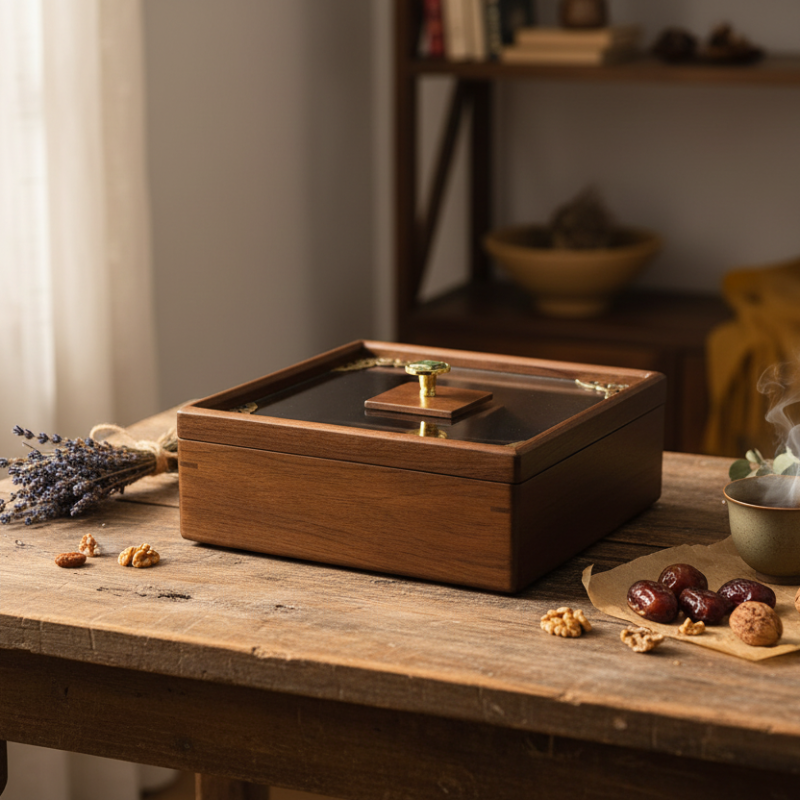 Dry Fruit Box Wooden Square