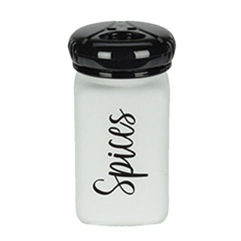 Glass Spice Jar White & Black