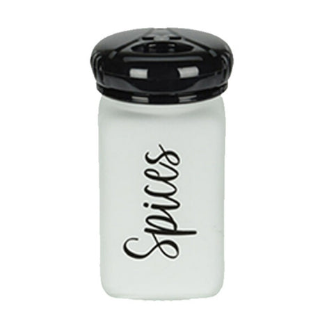 Glass Spice Jar White & Black