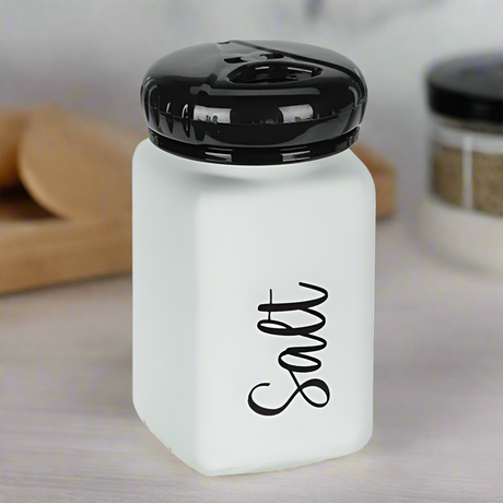 Glass Spice Jar White & Black